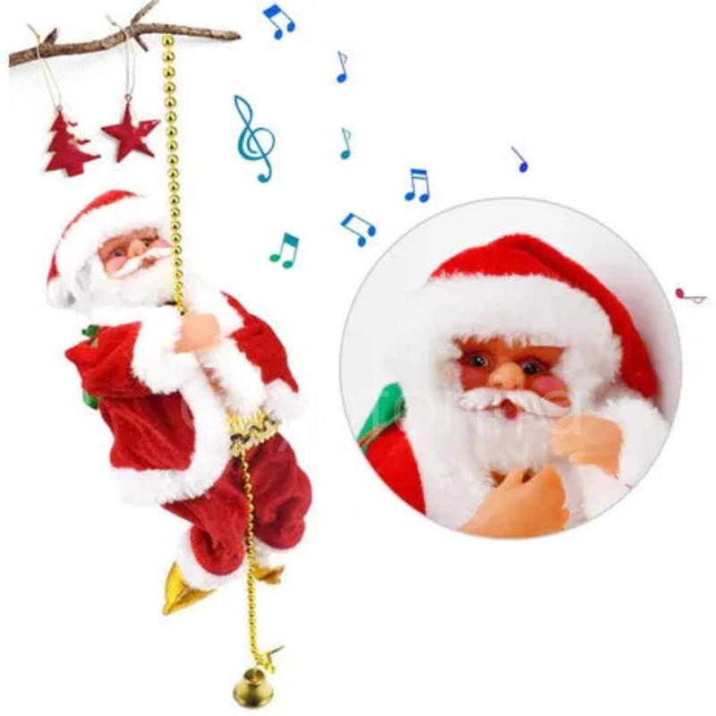 (COMPRE 1 LEVE 2) Papai Noel Escalador Musical + 2 BRINDES: Cortina de LED 20 Metros, Papai Noel Escalador de Escada