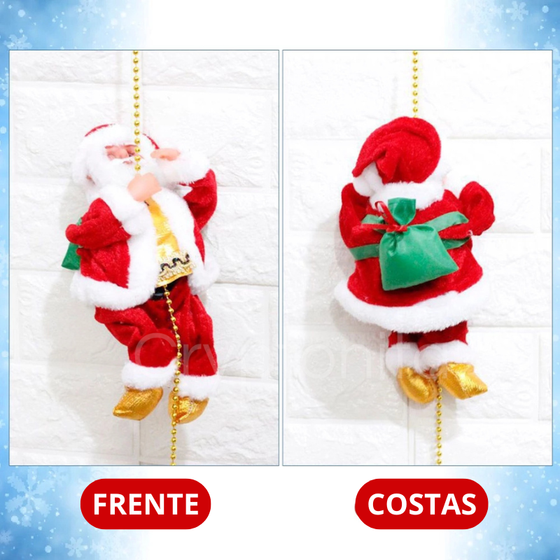 (COMPRE 1 LEVE 2) Papai Noel Escalador Musical + 2 BRINDES: Cortina de LED 20 Metros, Papai Noel Escalador de Escada