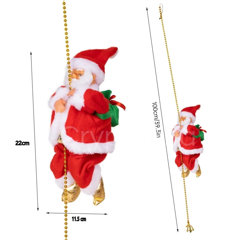 (COMPRE 1 LEVE 2) Papai Noel Escalador Musical + 2 BRINDES: Cortina de LED 20 Metros, Papai Noel Escalador de Escada