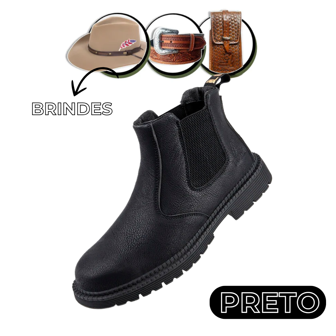 [PRÉ BLACK FRIDAY] Kit Completo Bota de Couro Genuíno Masculina Ortopédica + Brindes Exlusivos