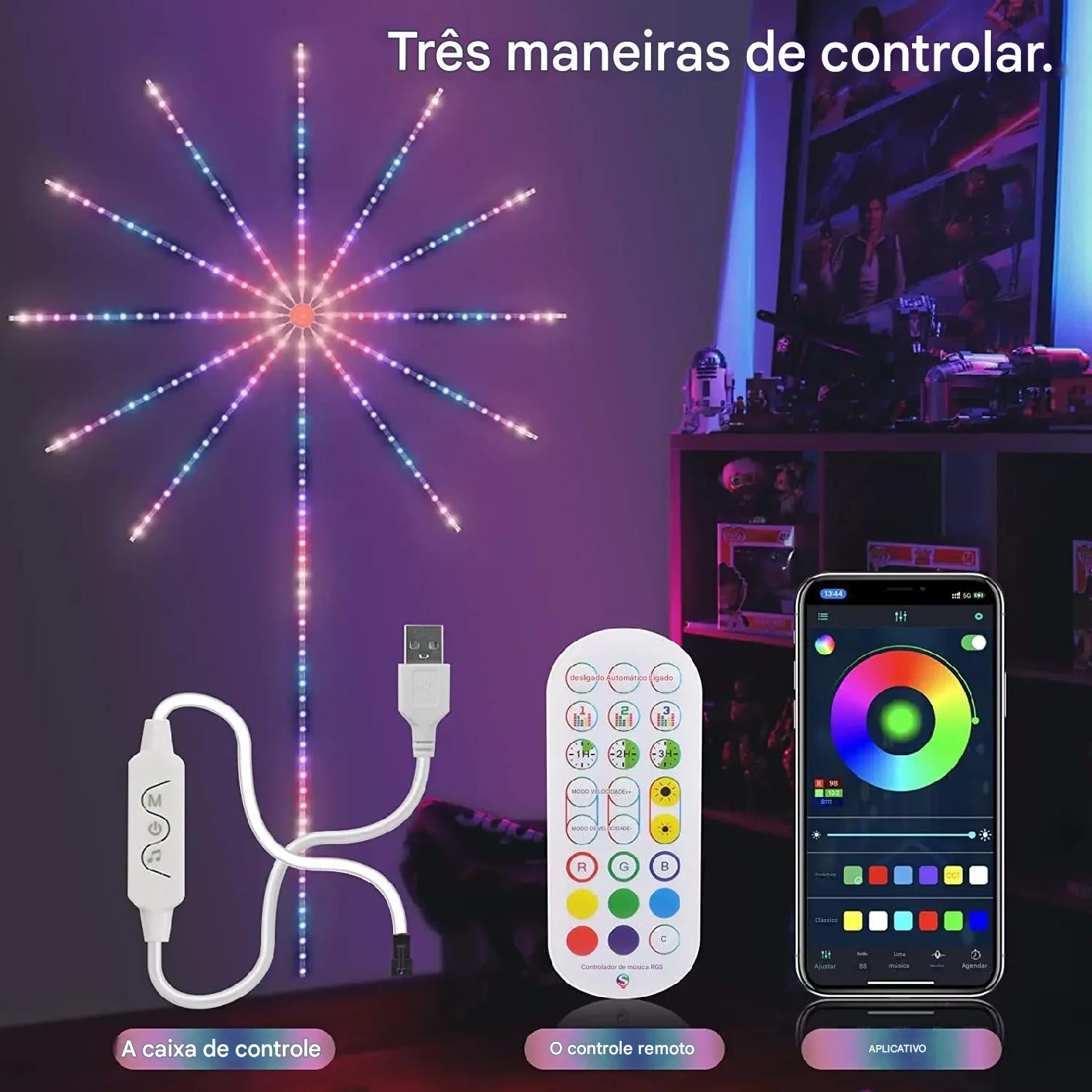 [COMPRE 1 LEVE 2]  Fogos de Artifício em LED + Papai Noel Escalador de Brinde