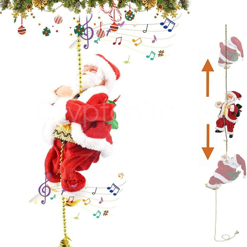 (COMPRE 1 LEVE 2) Papai Noel Escalador Musical + 2 BRINDES: Cortina de LED 20 Metros, Papai Noel Escalador de Escada