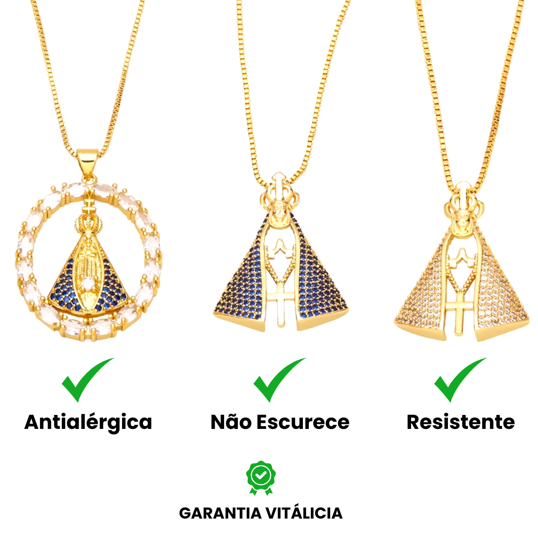 [COMPRE 2 LEVE 3] Colar Nossa Senha Aparecida - Dupla Face