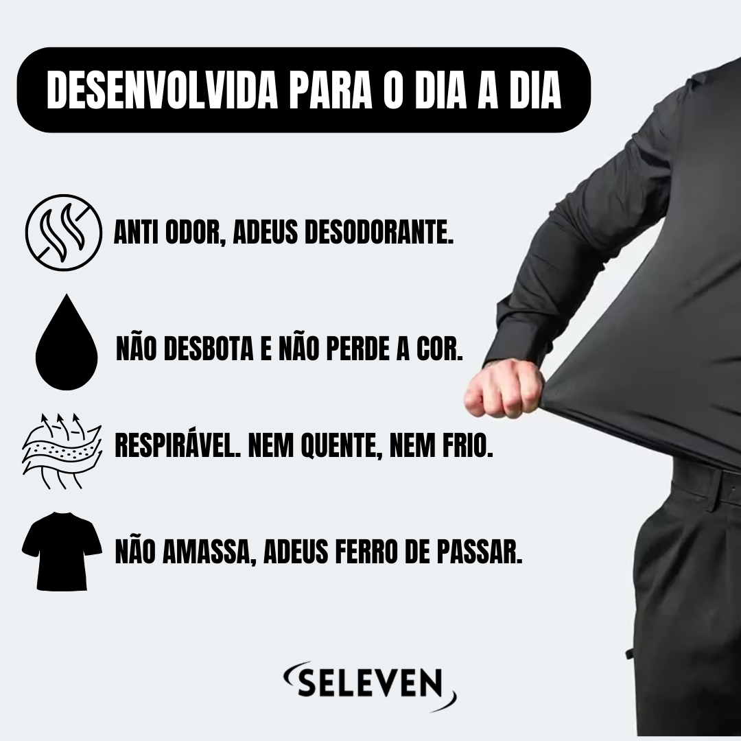 Camisa Ultra Tech Seleven Original | + 2 Brindes: Cinto de Couro Bovino + Calça Social